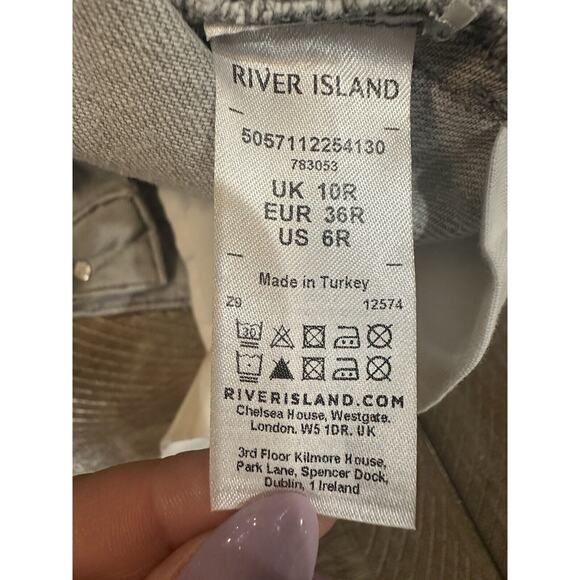 NWT River Island High Rise Straight Stretch Denim Gray Jeans US Size 6 UK 10 NEW - Picture 12 of 14